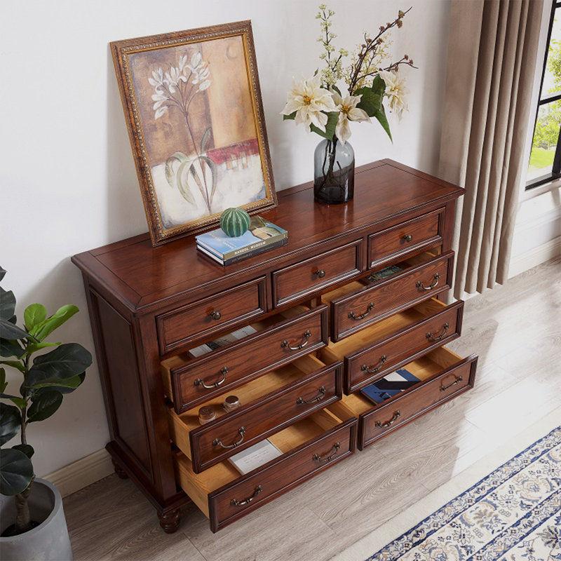 Commodes et commodes rectangulaires en bois massif brun noisette