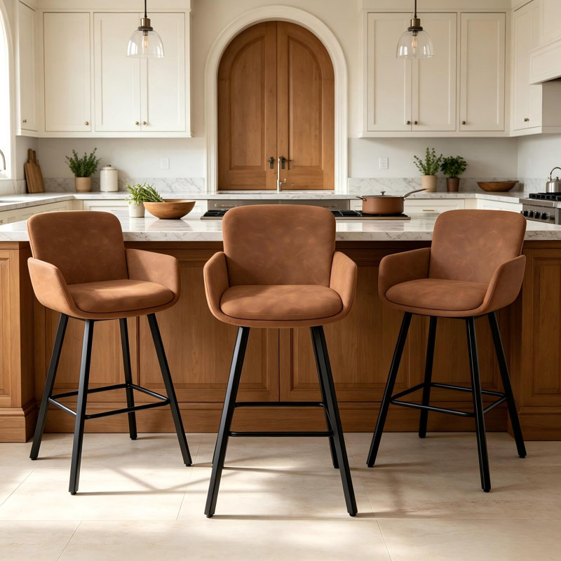 Tabouret de bar rotatif Nicola , Nouveau brun, 26