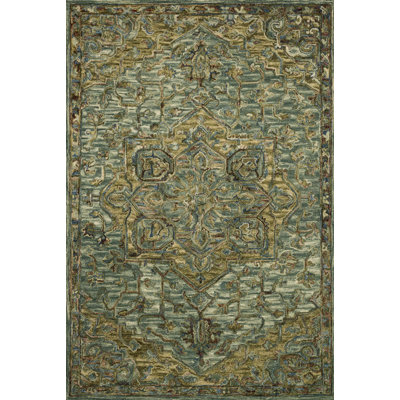 Tapis oriental vert foncé / tabac Asan