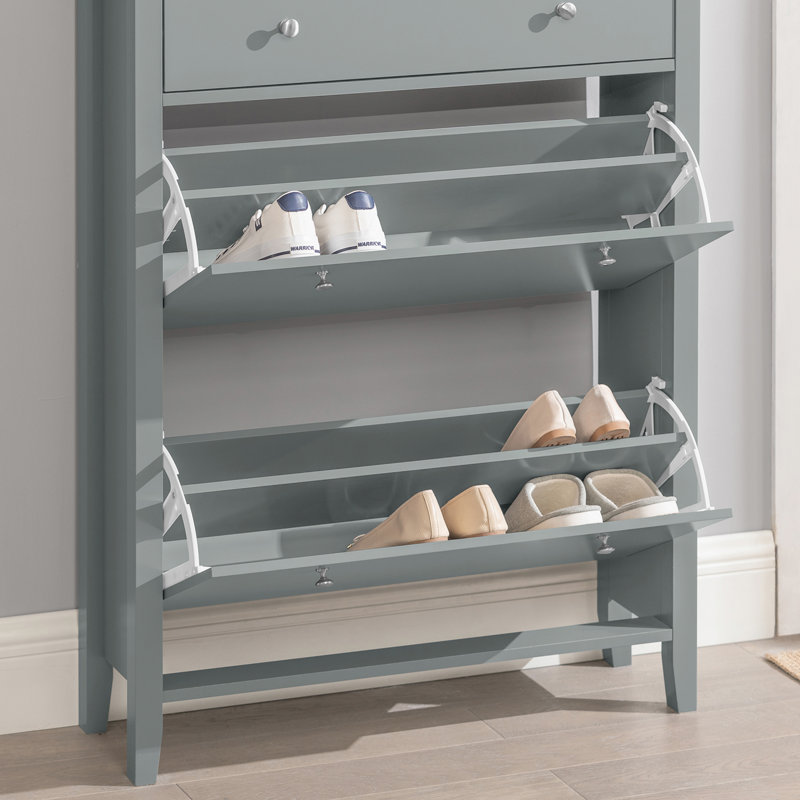 12 Pair Shoe Storage Cabinet, Heather Grey