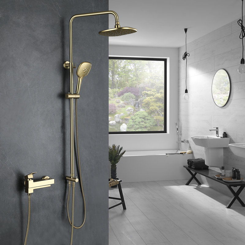 Complete Shower System, Brushed Gold