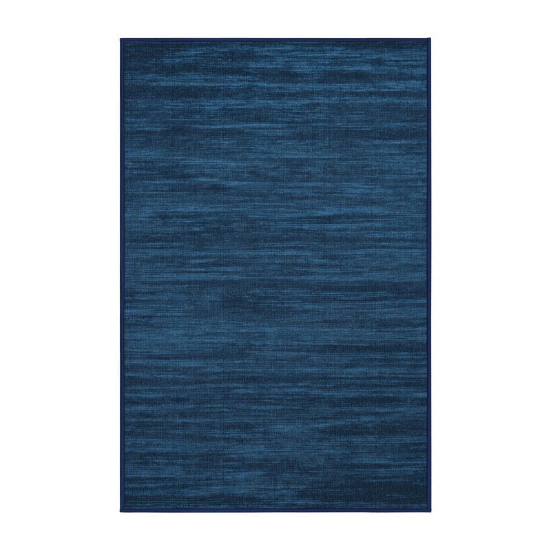 Tapis bleu uni lavable à la machine, Rectangle 7 pi x 10 pi