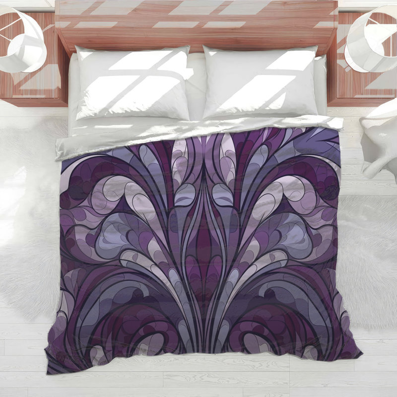 Intricate Purple Damask Comforter, Twin