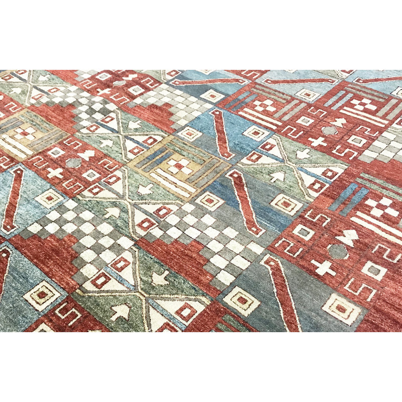 Tapis orange et beige noué à la main de haute qualité