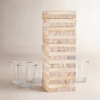 Stack Stacking Blocks Drinking Game with Shot Glasses