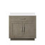 Meuble-lavabo simple en chêne noir l 36 po x P 22 po, avec comptoir en quartz blanc-999721459