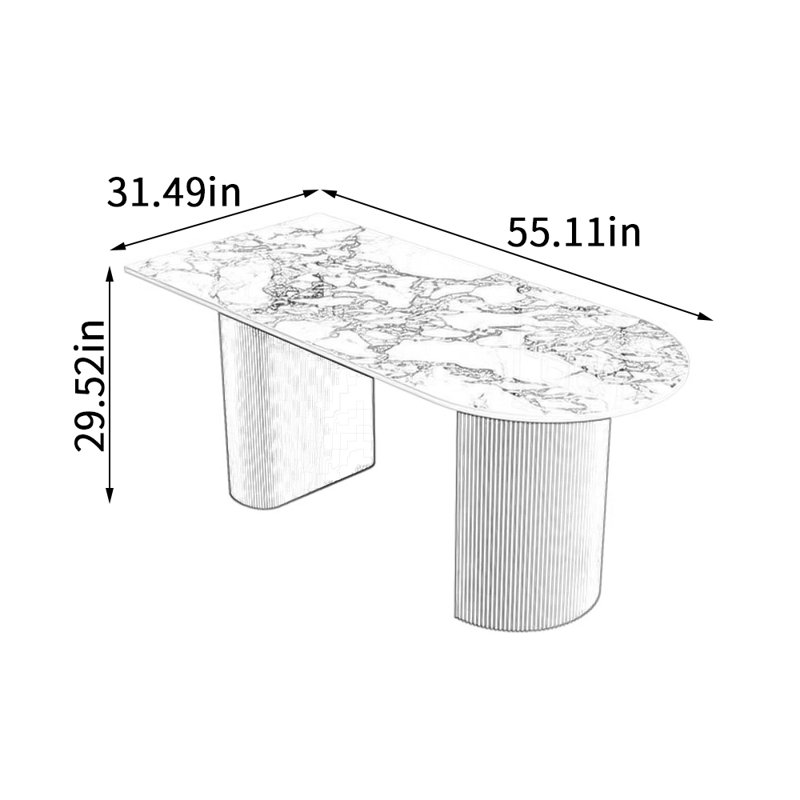 Table de salle à manger Modern, H 29,52 po x L 55,11 po x l 31,49 po