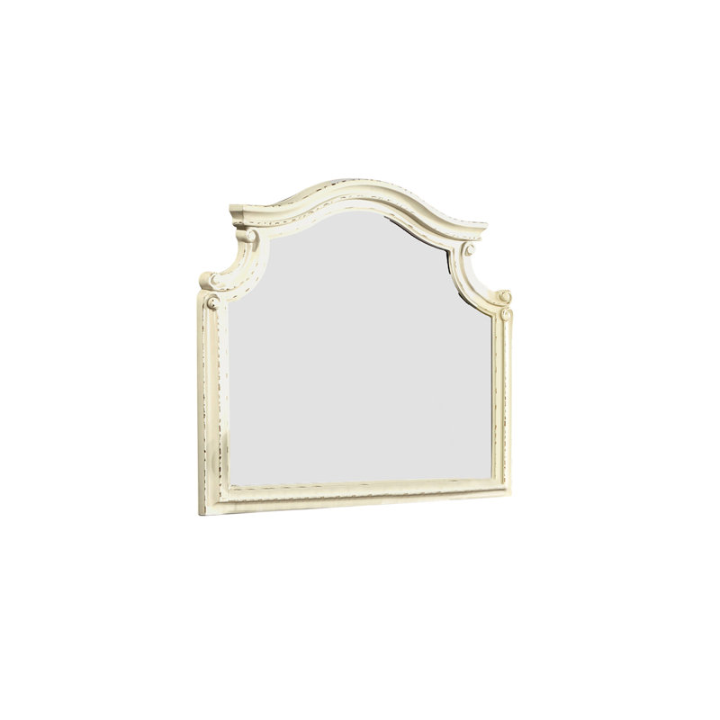 Élégant miroir beige antique pour la chambre à coucher - Bois massif, touche traditionnelle