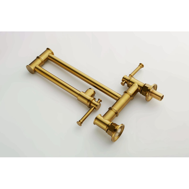 Wall Mounted Pot Filler Faucet, Modern Brass Pot Filler Two-Attachment Wall Mount Folding Kitchen Pot Filler Swing Arm