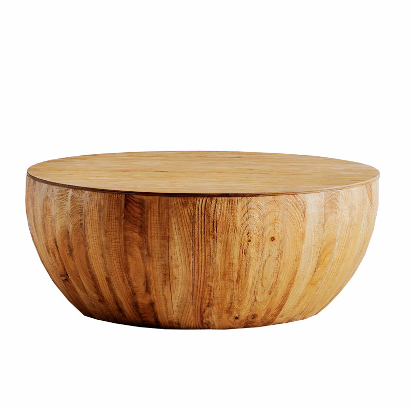 Ekansh Solid Wood Top Coffee Table, 14.96" H x 35.43" W x 35.43" D, Natural