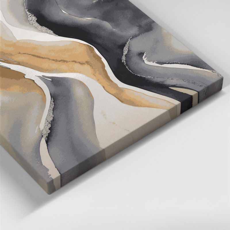 Aquarelle abstraite 25, art mural sur toile beige, H 20 po x l 30 po