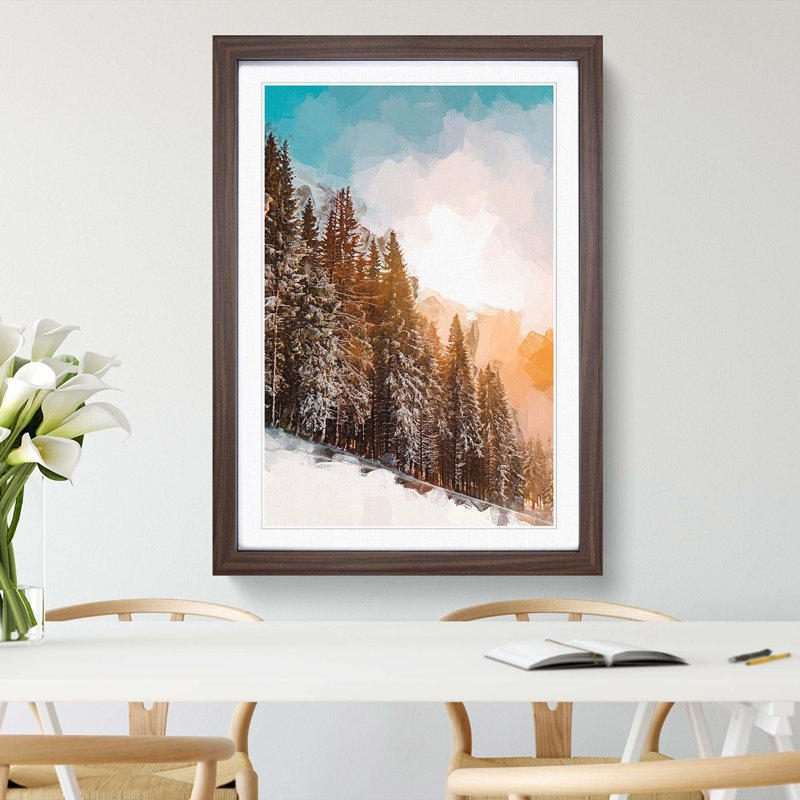 Sunrise over the Forest in Abstract - Picture Frame Graphic Art Print, Walnut Framed, 87cm H x 62cm W x 2cm D