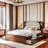 Platform Bed With Rattan Headboard, Storage Shelves, Two Drawers And Trundle-1932442834