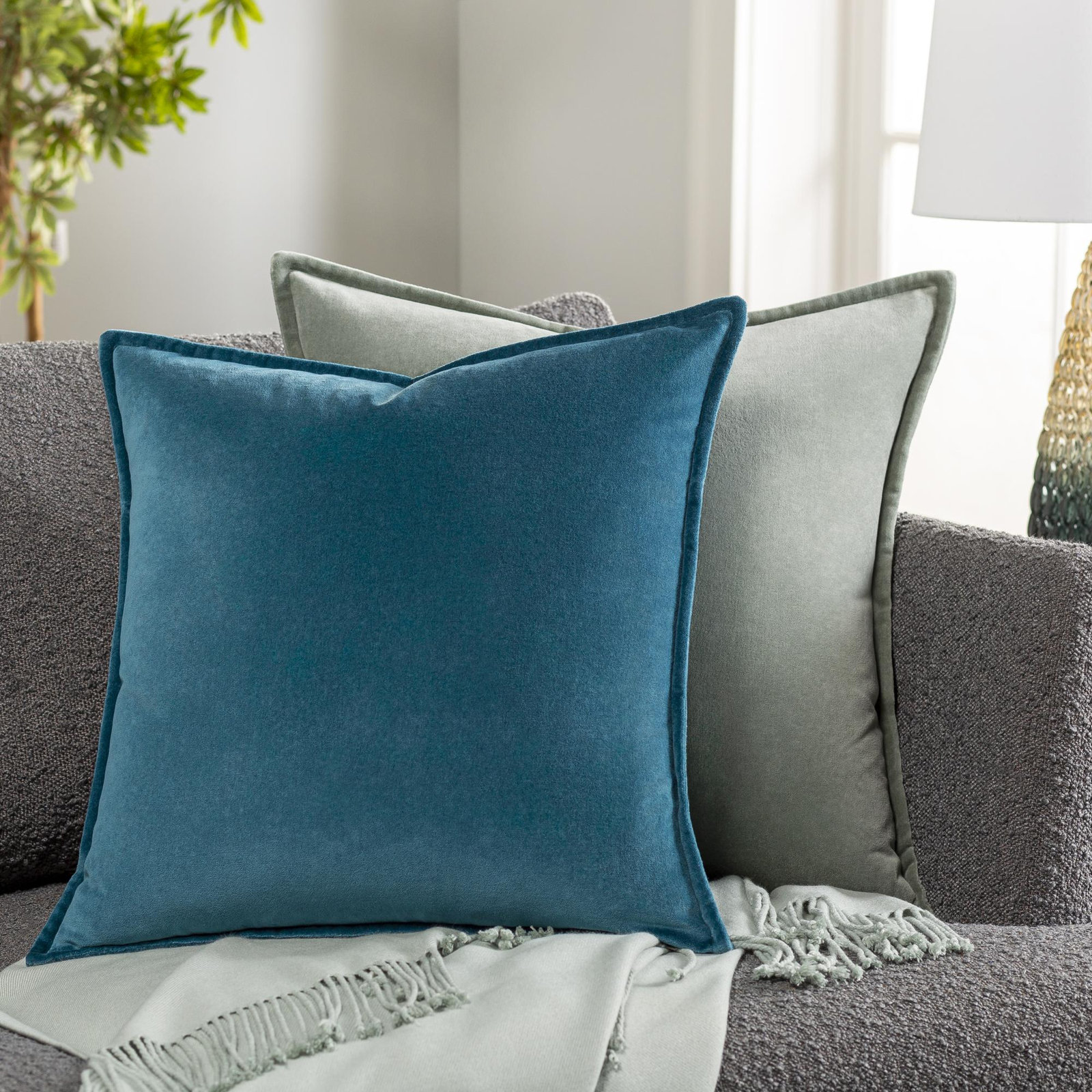 Norwin Cotton Throw Pillow, Down, 13"H x 19"W, Teal
