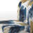 Abstract Pattern With Blue & Golden Textures II - Upholstered Modern Accent Chair