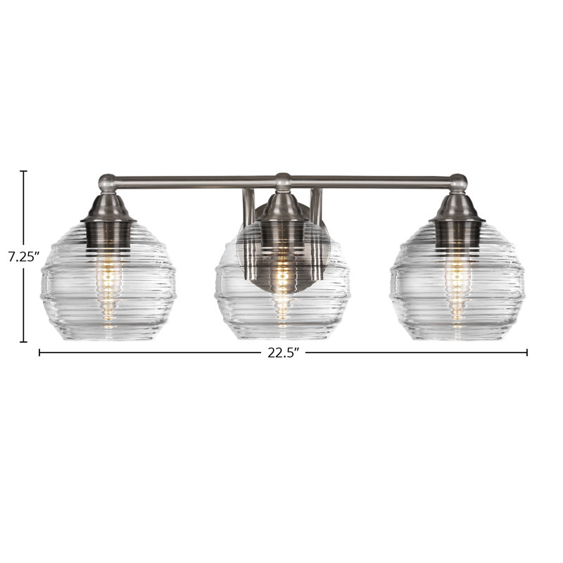 Michell 3-Light Bath Bar, Clear, Brushed Nickel