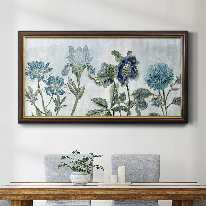 Rétro nuances de bleu - reproduction d'un cadre photo sur toile, H 29 po x l 53 po x P 2,5 po