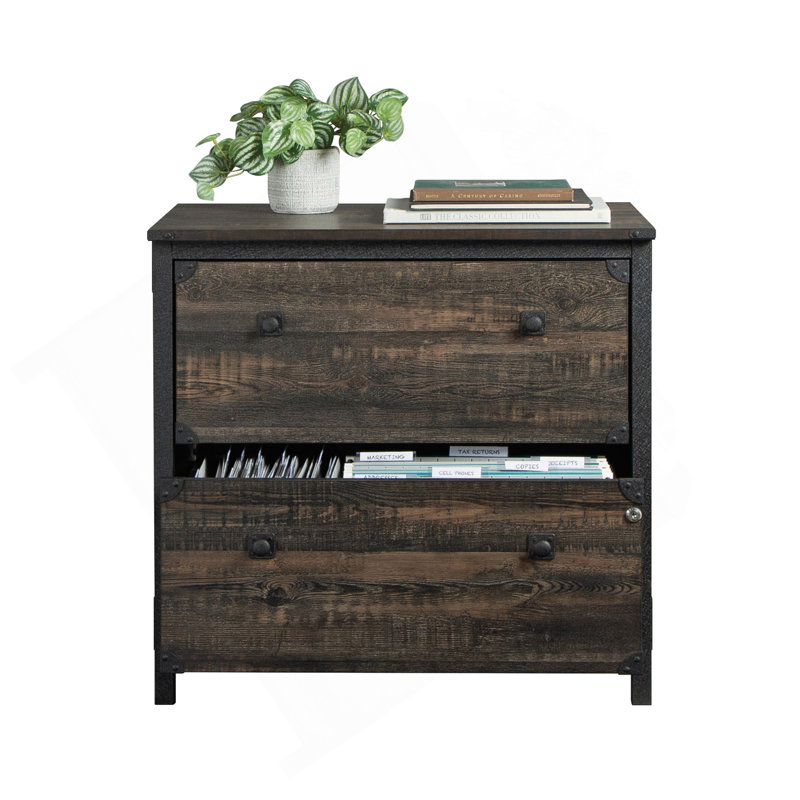 Classeur latéral de style rustique, finition brune, Brun