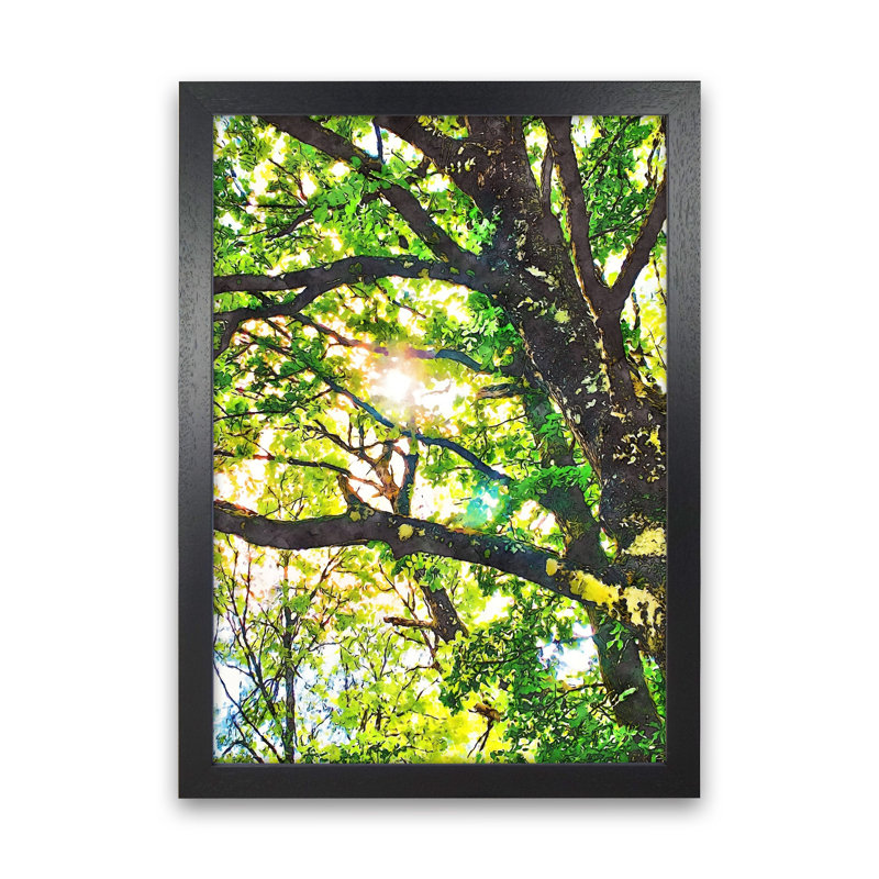 Sun Through Green Leaves - Print on Canvas, Black Framed, 88cm H x 64cm W x 3cm D
