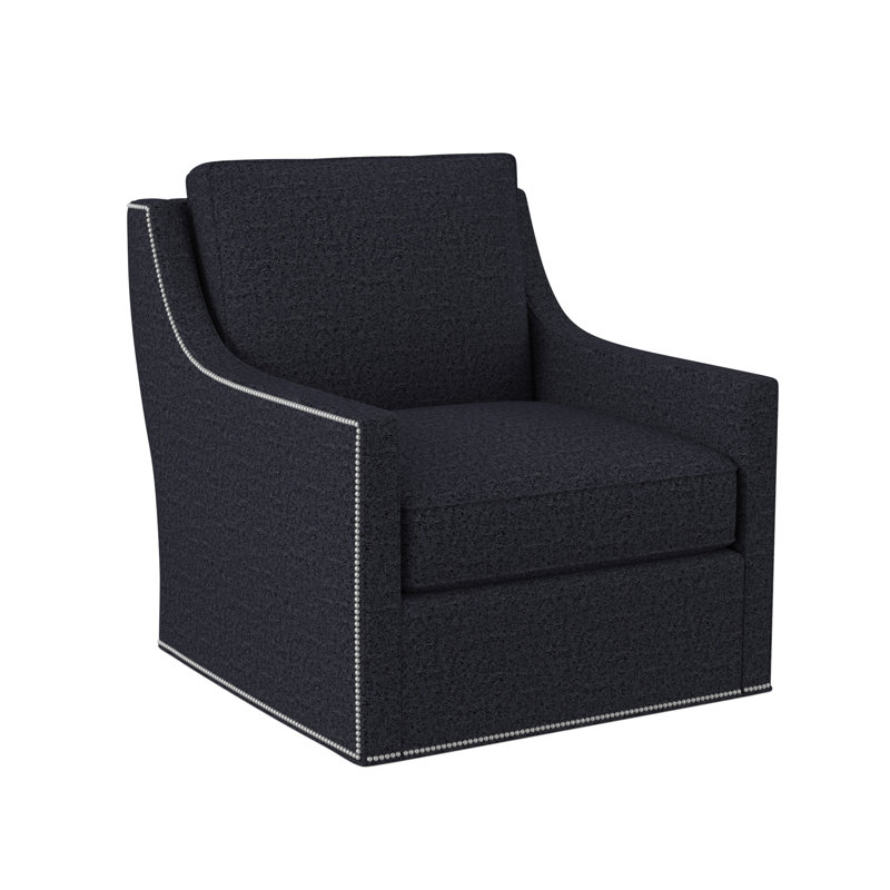 Sonoma Upholstered Swivel Armchair, Pewter Small, Venice Navy 100% Polyester