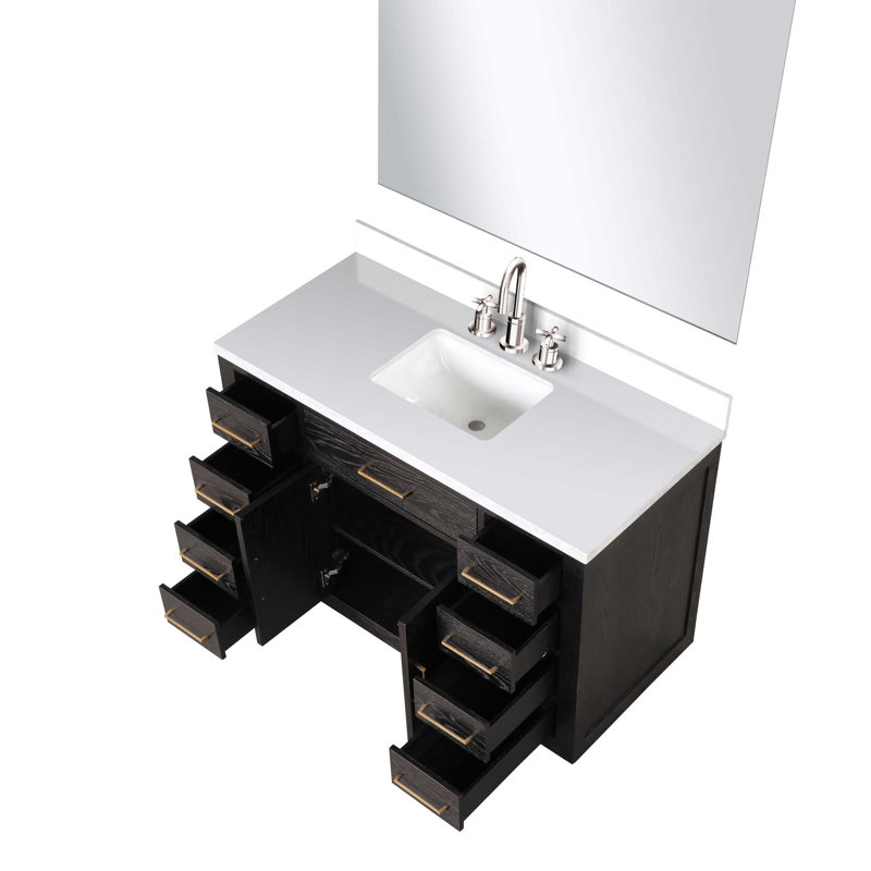 Ensemble de meuble-lavabo simple avec robinet et miroir