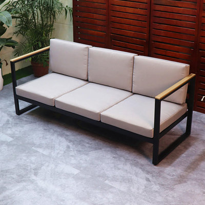 Lenus 78.74'' Wide Rectangle Aluminum Patio Sofa with Cushions