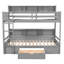 Lit superposé simple avec tablettes intégrées à côté du lit supérieur et inférieur et du tiroir de rangement, gris