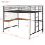 Full Metal Loft Bed With Desk And Metal Grid, White-1932171692