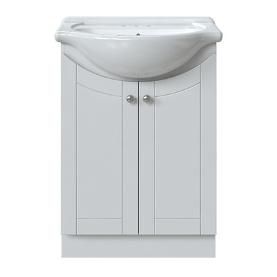 24 po Holloway X P 17 1/8 po D Meuble-lavabo en châtaignier foncé avec comptoir en porcelaine blanc uni avec lavabo blanc