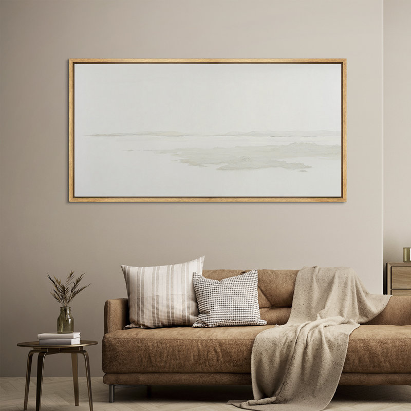 «Minimal Neutral Horizon Coastal Landscape Wall Decor», reproduction d'art encadrée sur toile encadrée, Naturel