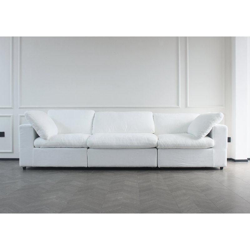Canapé modulaire surdimensionné surdimensionné à 3 places - Duvet rembourré de coussins en plumes, fermeture à glissière pour un nettoyage facile, confortable et élégant