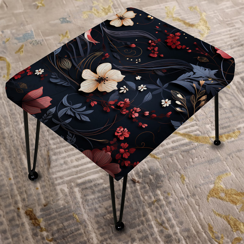 Darkened Melody Moody Patterns - Floral Rectangle Ottoman