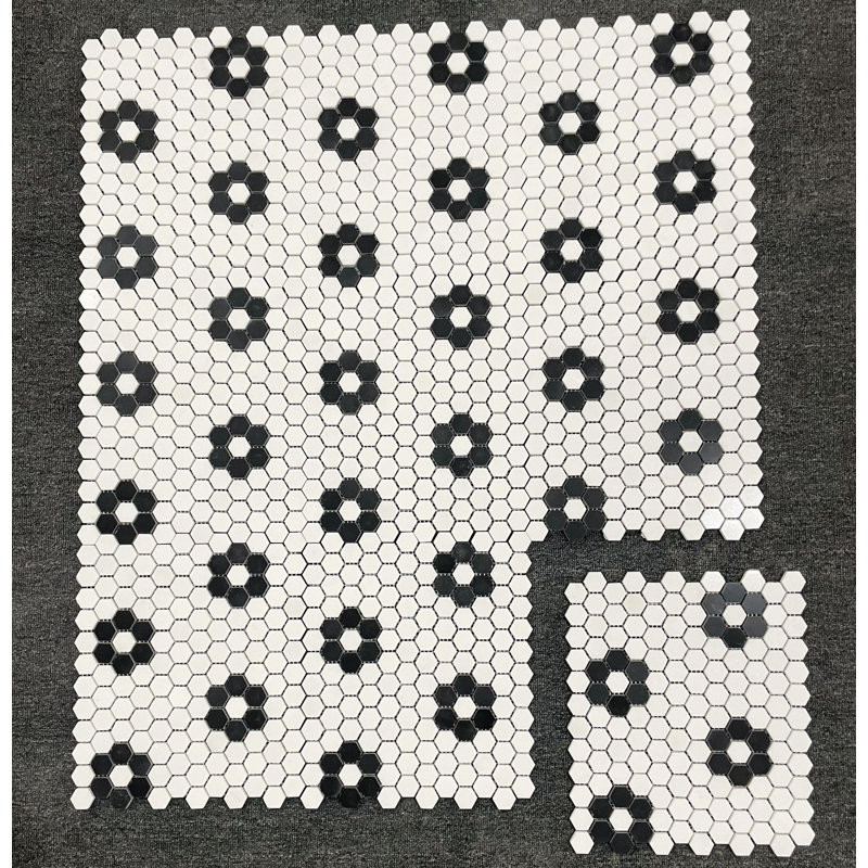 Thassos White & Black Marble 1" Hexagon Polished Mosaic Tile