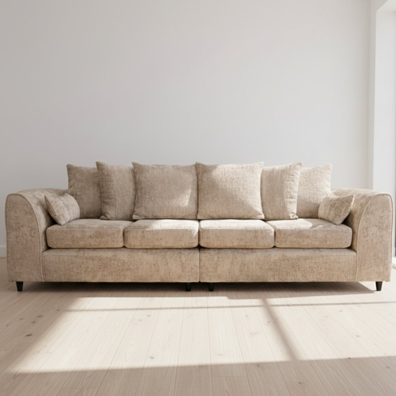 4 Seater Chenille Sofa, Beige