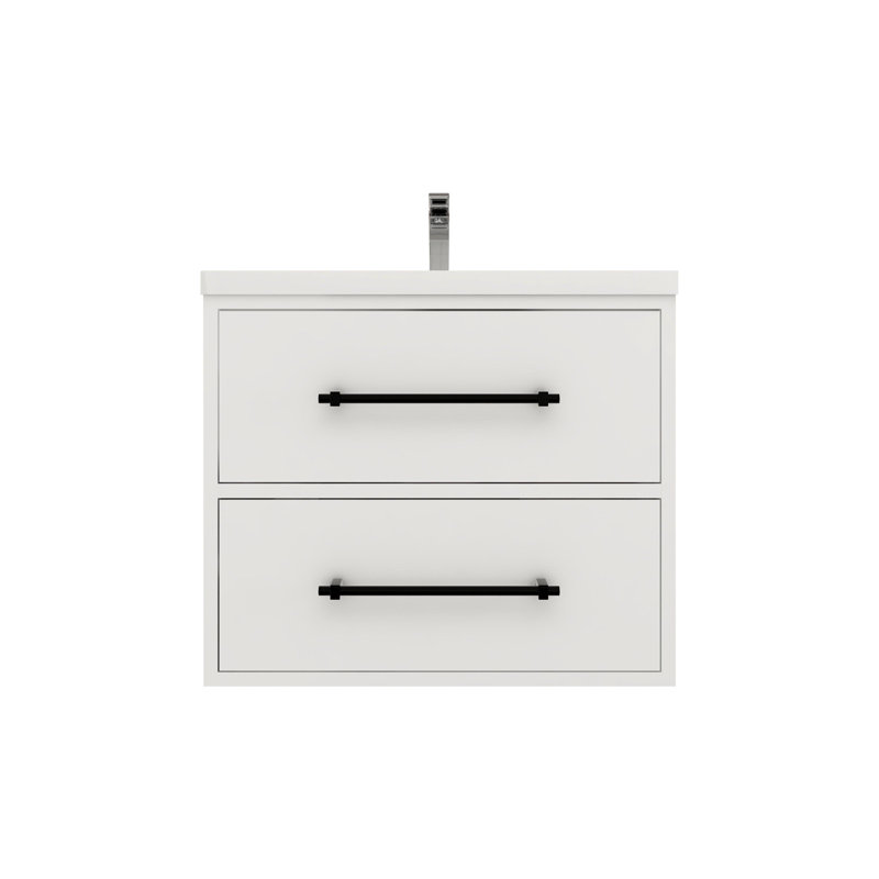 Meuble-lavabo mural 24 po avec lavabo en acrylique renforcé Victoria, Blanc lustré
