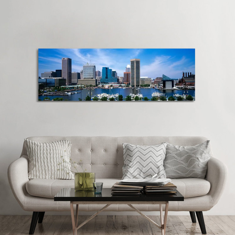 Inner Harbor, Baltimore, Maryland, USA - Wrapped Canvas Panoramic Print, 182.88 cm H x 60.96 cm W x 3.175
