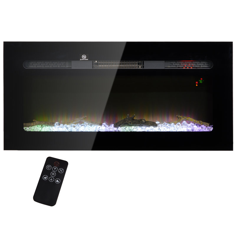Foyer électrique encastré ou mural avec télécommande, H 17,7 po x l 36 po x P 6,2 po