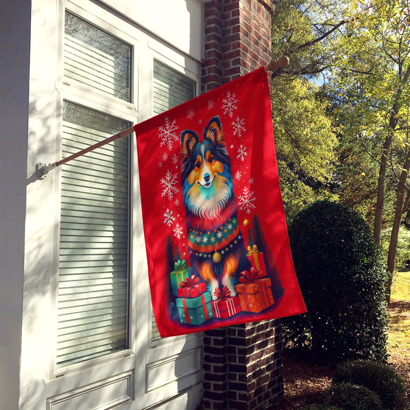 Drapeau de maison de Noël en polyester double face H 40 po x l 28 po