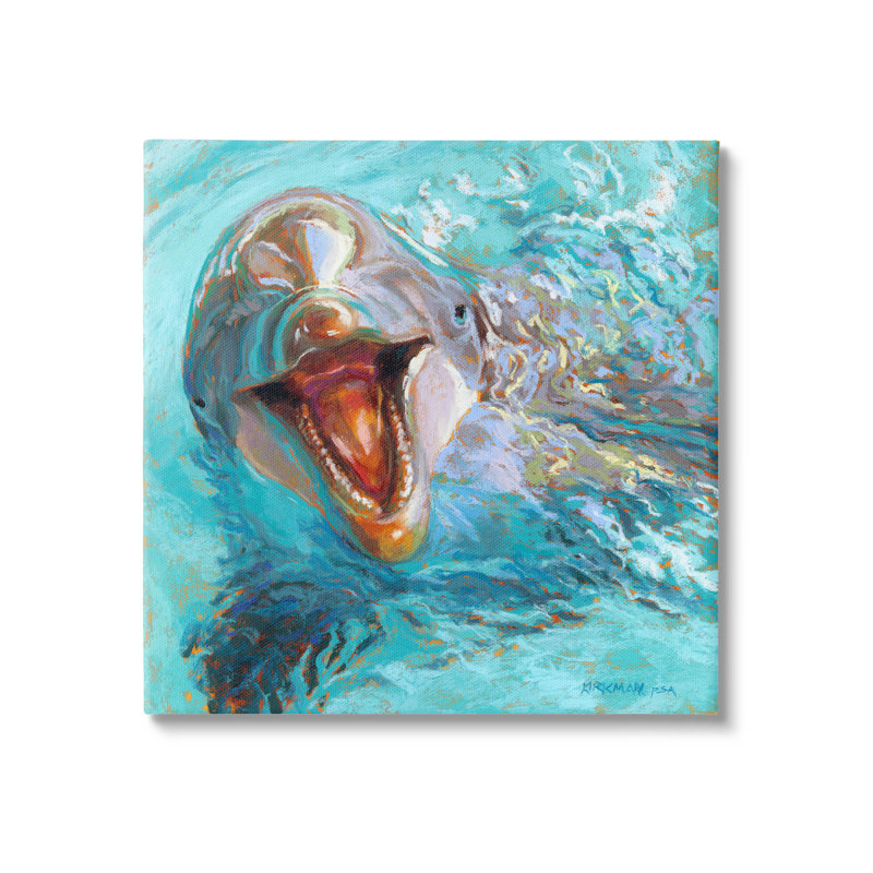 «Smileing Dolphin» par Rita Kirkman, H 17 po x l 17 po x P 1,5 po