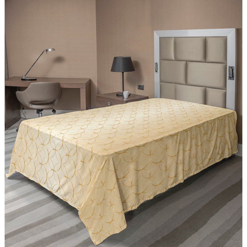 Ambesonne Top Flat Sheet Curving Art, Twin Flat Sheet, Pale Peach Brown Geometric