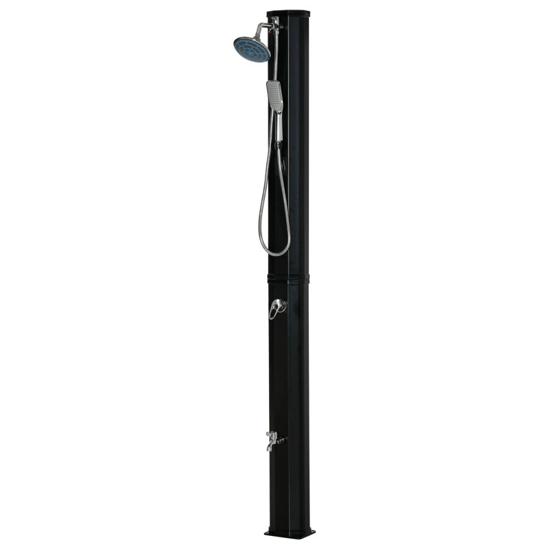 Outsunny 7' Outdoor Solar Heated Shower With 360 Rotating Rainfall & Handheld Shower Head, Foot Shower Faucet, Temperature And Pressure Adjustable, Holds 9.2 Gallons For Backyard Pool