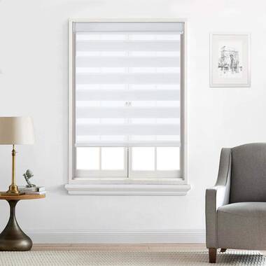 Zebra Blinds Window Dual Layer Roller Shades, Corded Horizontal Blind,  Bedroom, Privacy, 72 Length