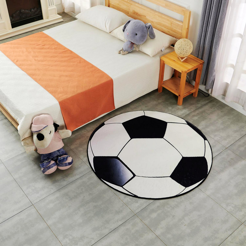 Tapis d'intérieur, tapis lavable à la machine, tapis doux avec forme de ballon de soccer