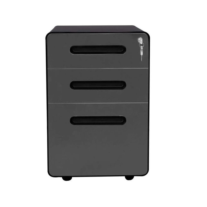 15.3'' Wide 3 -Drawer Mobile Steel File Cabinet, Black