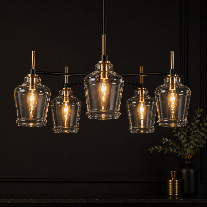 5-Light Wagon Wheel Shaded Chandelier, 5