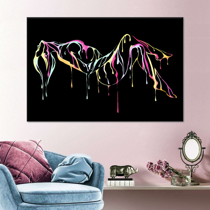 Sensuel abstrait sur toile, H 34 po x l 51 po x P 1,25 po
