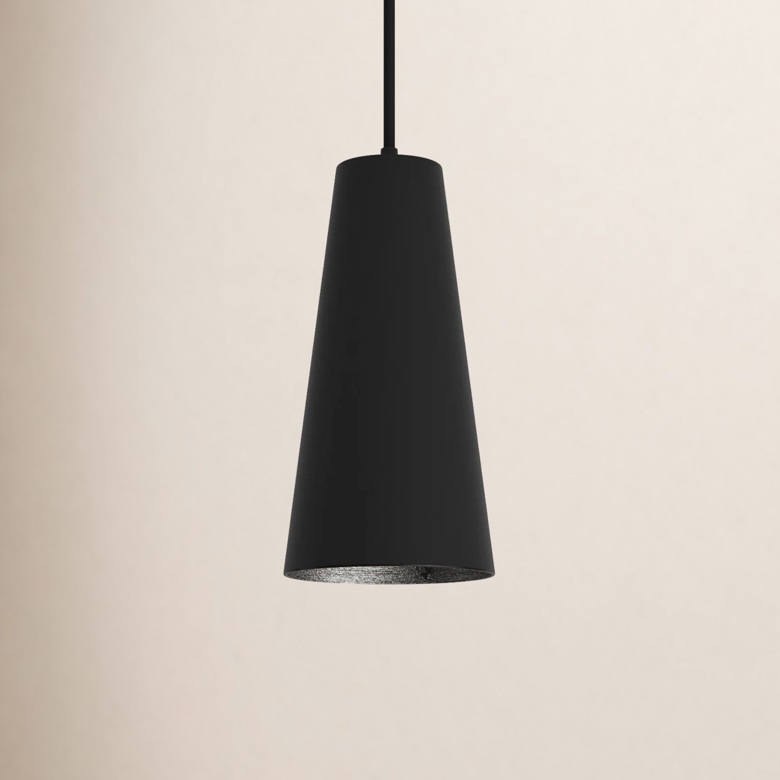 Deandra Single Light Metal Dimmable Pendant, Black Exterior/Gold Leaf Interior