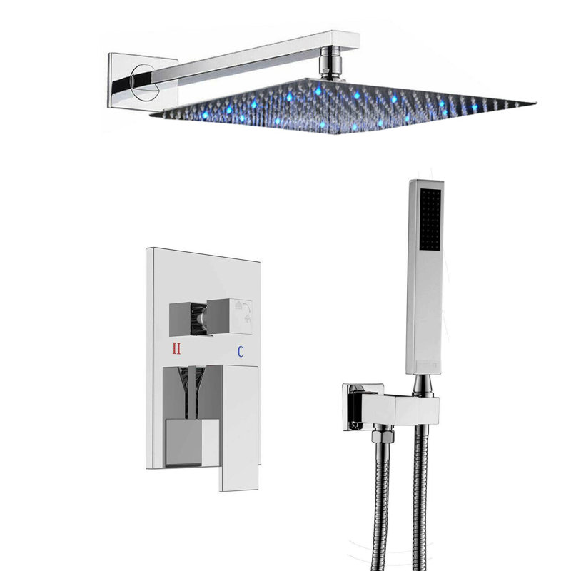 Système de douche complet à del murale à contrôle de volume avec soupape d’ébauche