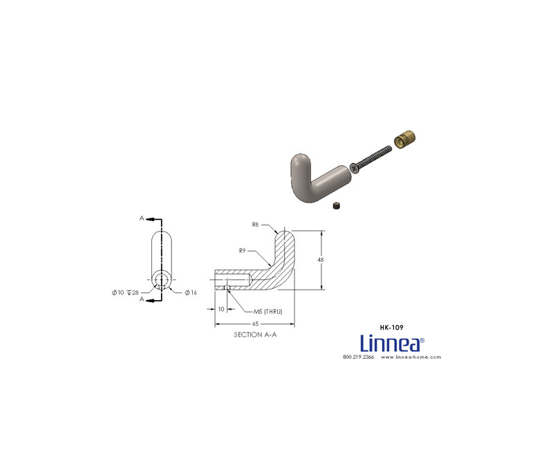 Single Robe Hook, Polished Stainless Steel