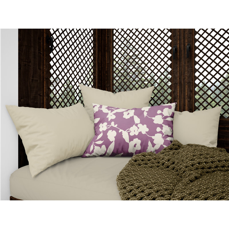 Coussin décoratif intérieur / extérieur à motif floral olive, Mauve